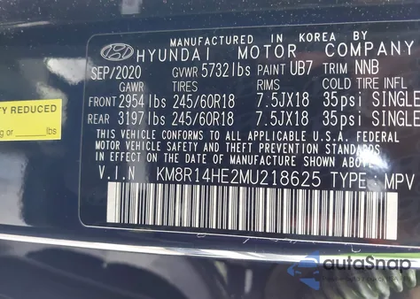 2021 Hyundai Palisade Se z USA, uszkodzony, nr VIN KM8R14HE2MU218625